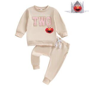 Sesame Street Sweater Cookie Pants Second Birthday Elmo Outfit Clothes Leggings